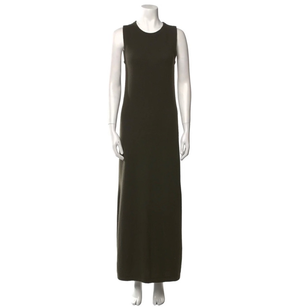 THEYSKENS' THEORY Long Tank Dress Side Slits Black Stretch Crepe Kangaroo Pocket